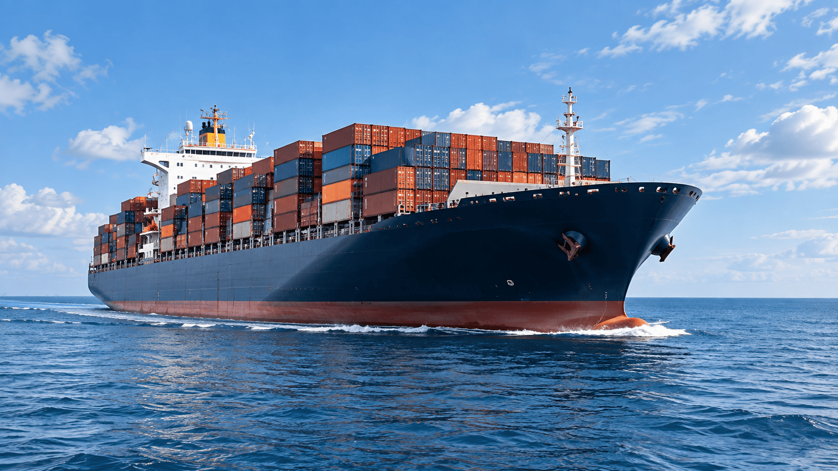 Container ship under way at sea